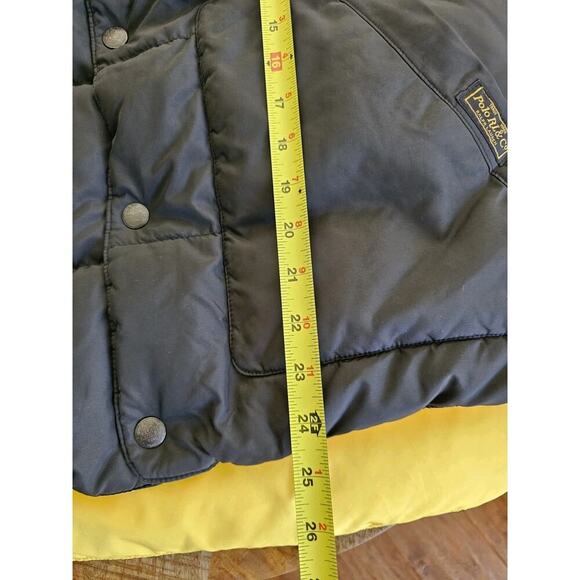 Vintage Polo Ralph Lauren Down Puffer Mens L Black Yellow Puffer Reversible - Picture 8 of 12